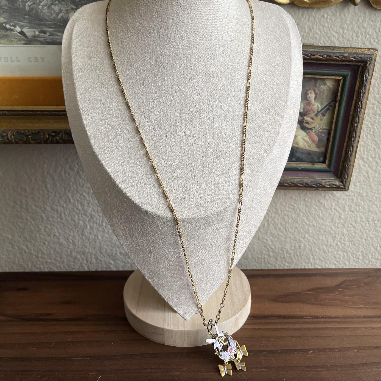 Vintage style gold tone purple Fairy necklace