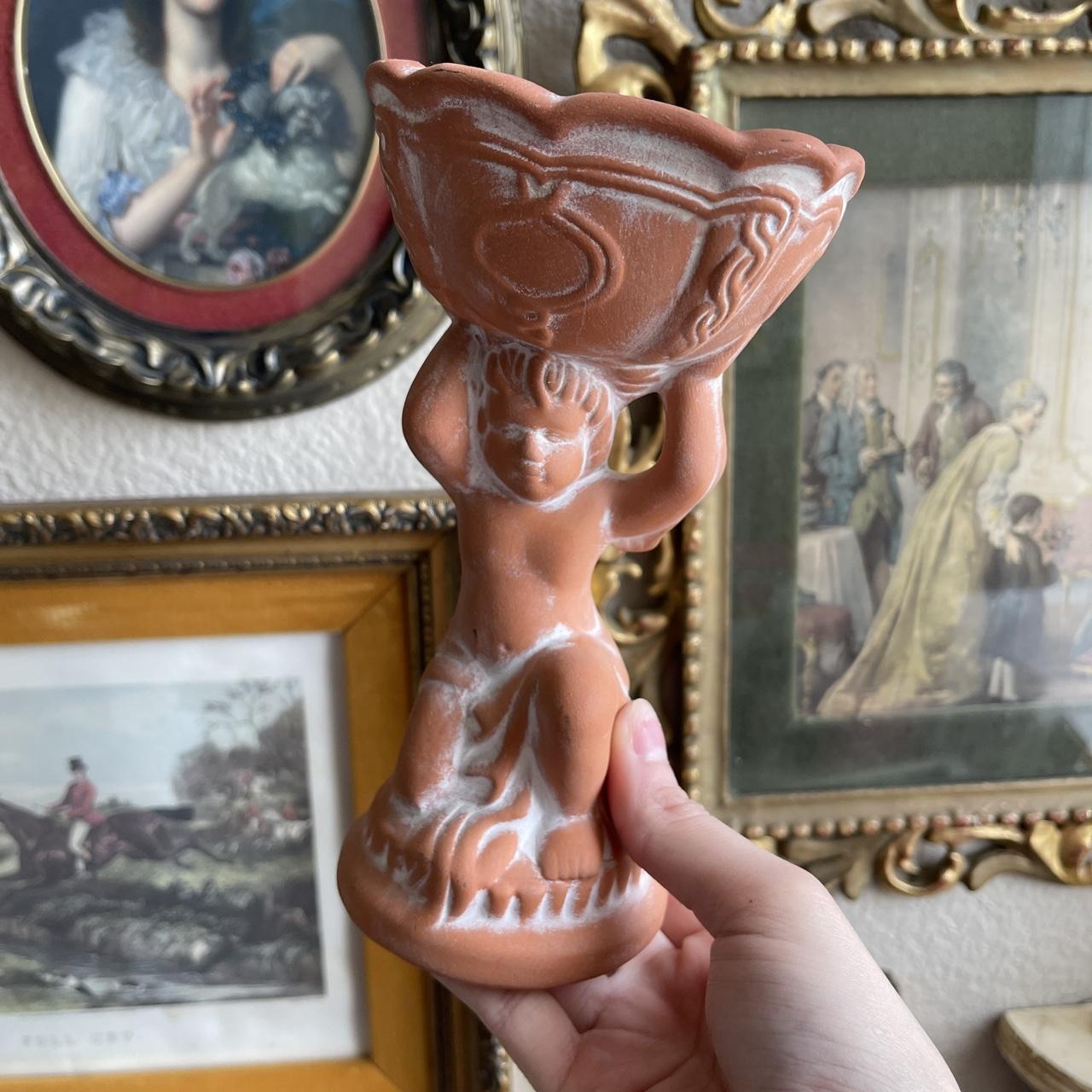 Vintage terracotta planter cherub vase