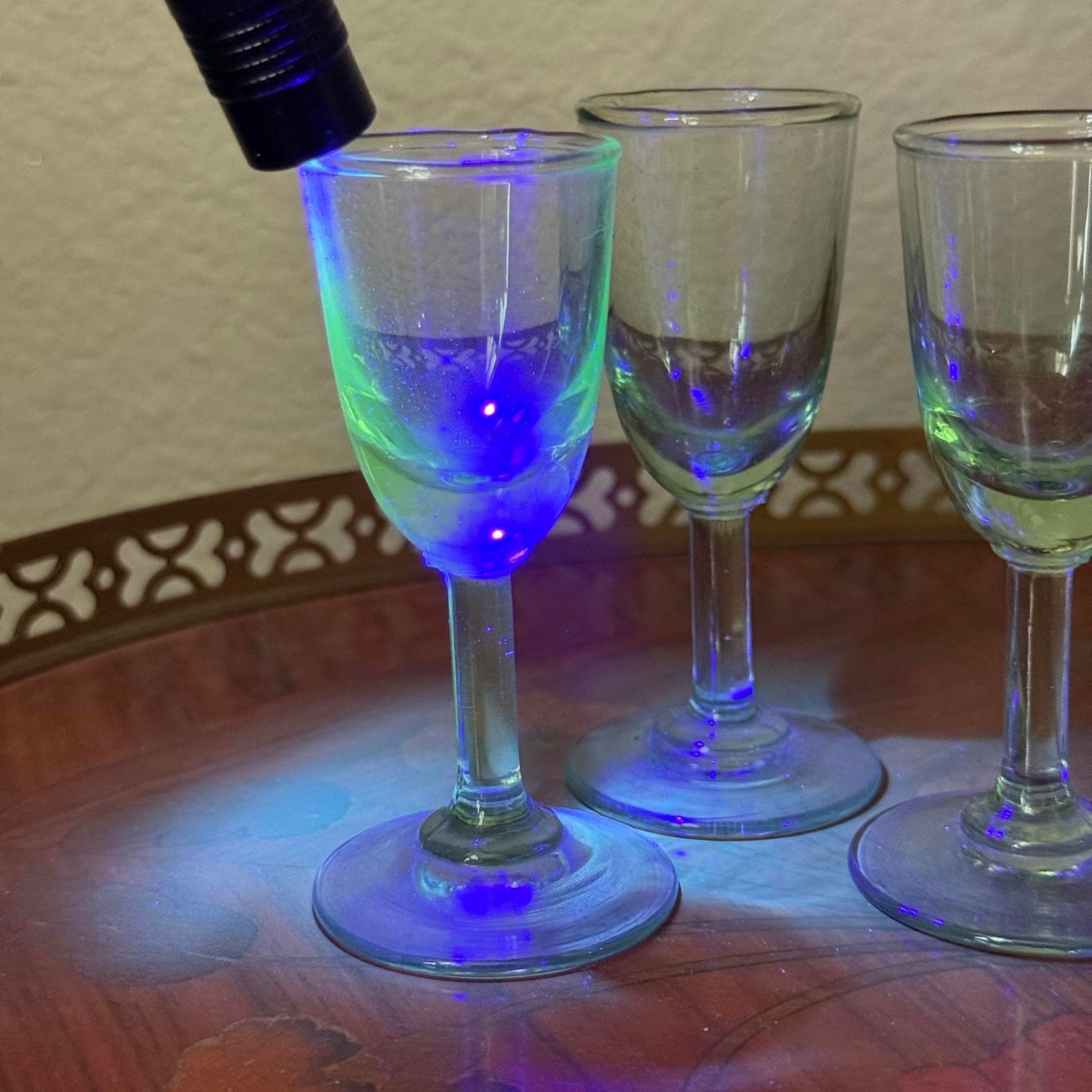 Vintage Mini Set of 4 Uranium Glass Cups