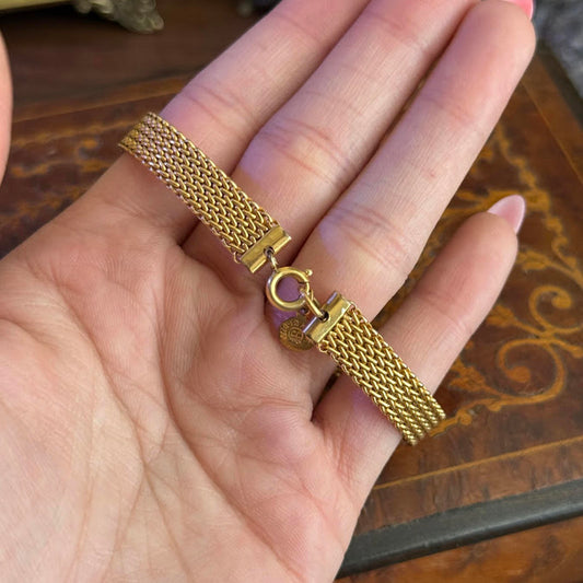 Vintage Art Deco 12k gold filled Cameo Mesh Bracelet