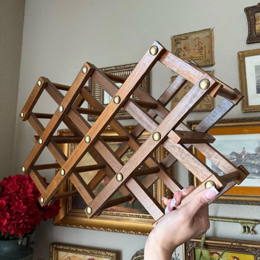 Vintage Wooden Accordion Wine Rack