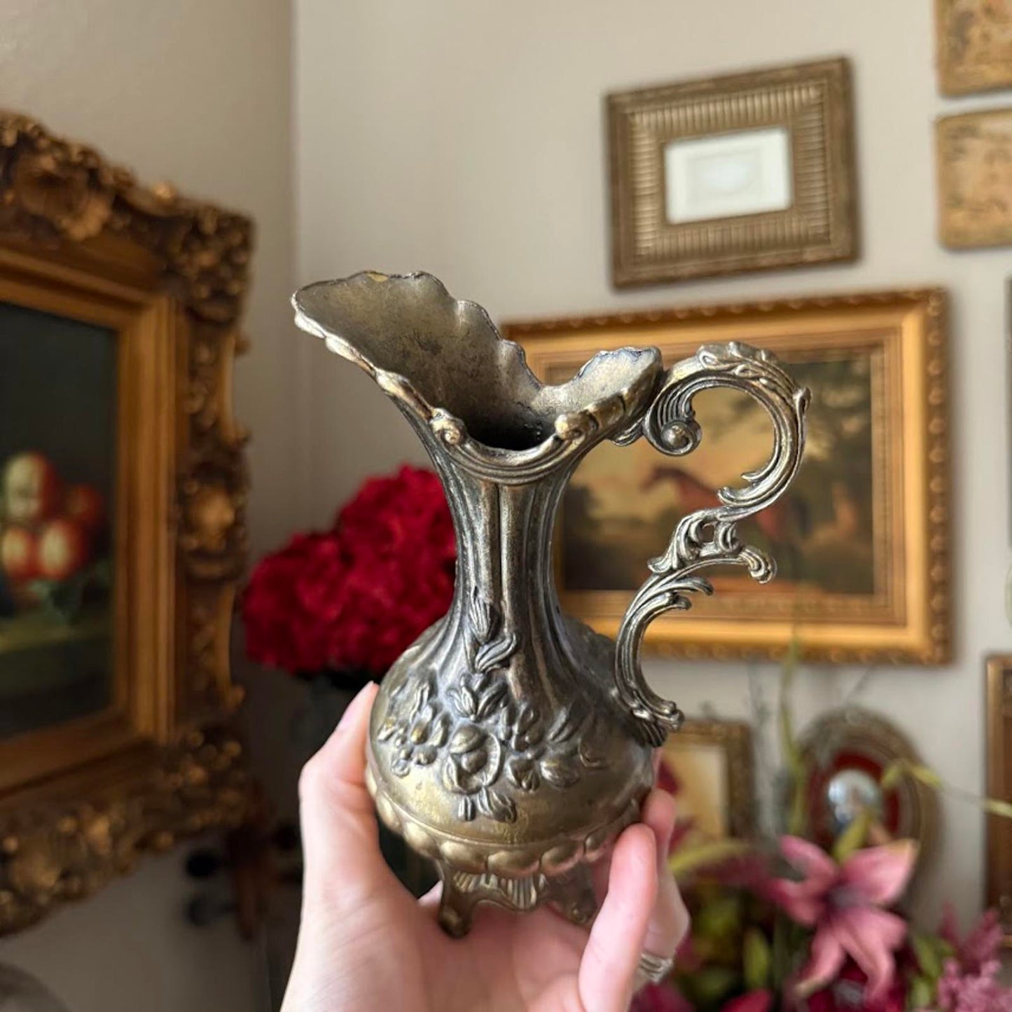 Vintage Italian Brass Ewer Vase