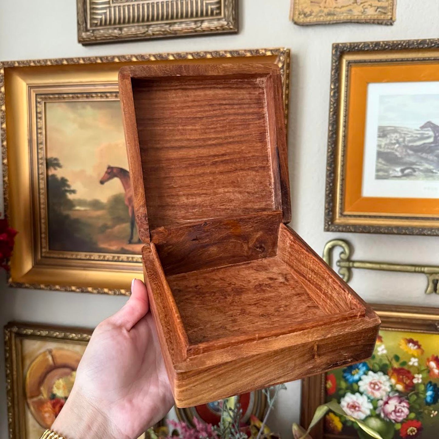 Vintage Hand Carved Wooden Box