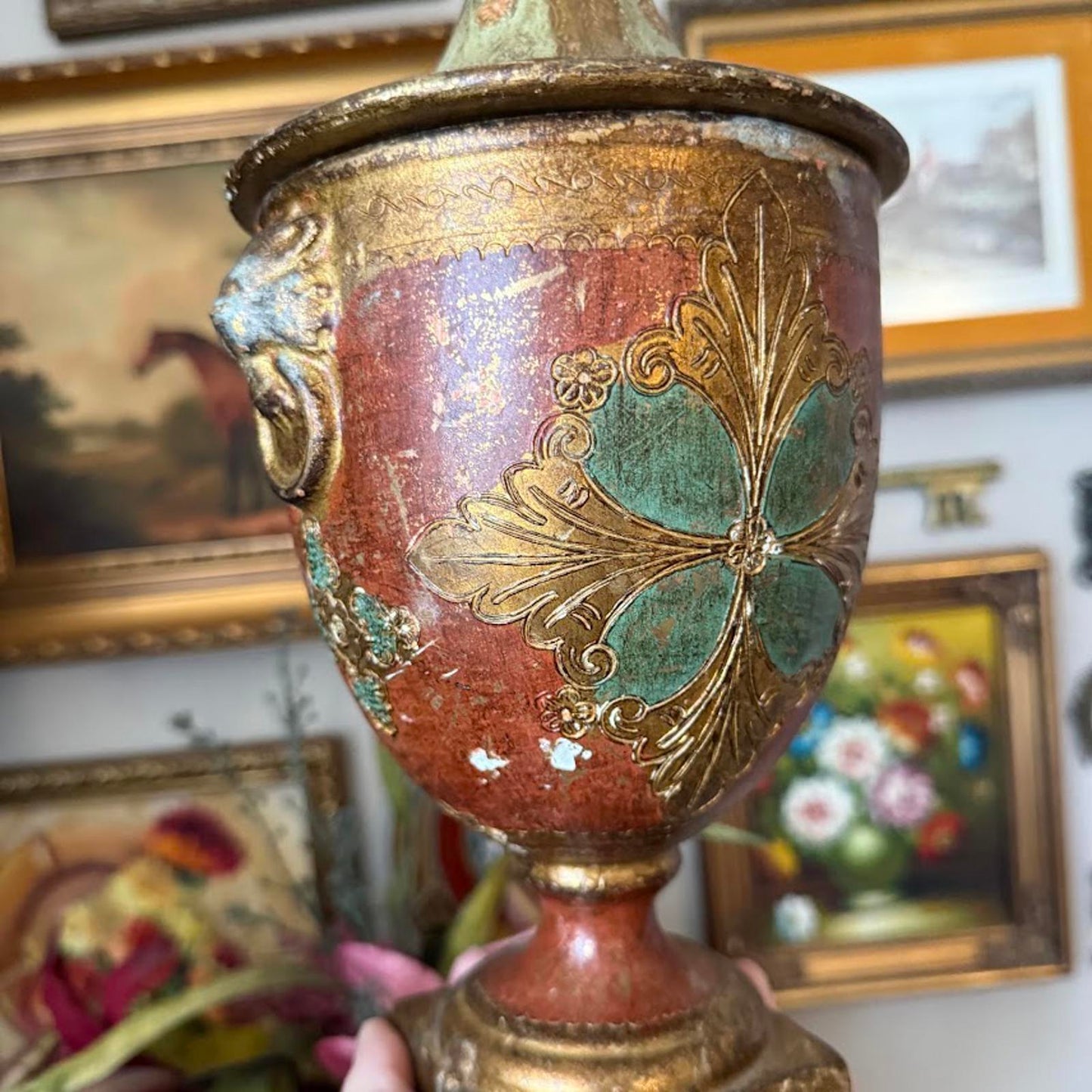 Vintage Florentine Italian Lidded Pot