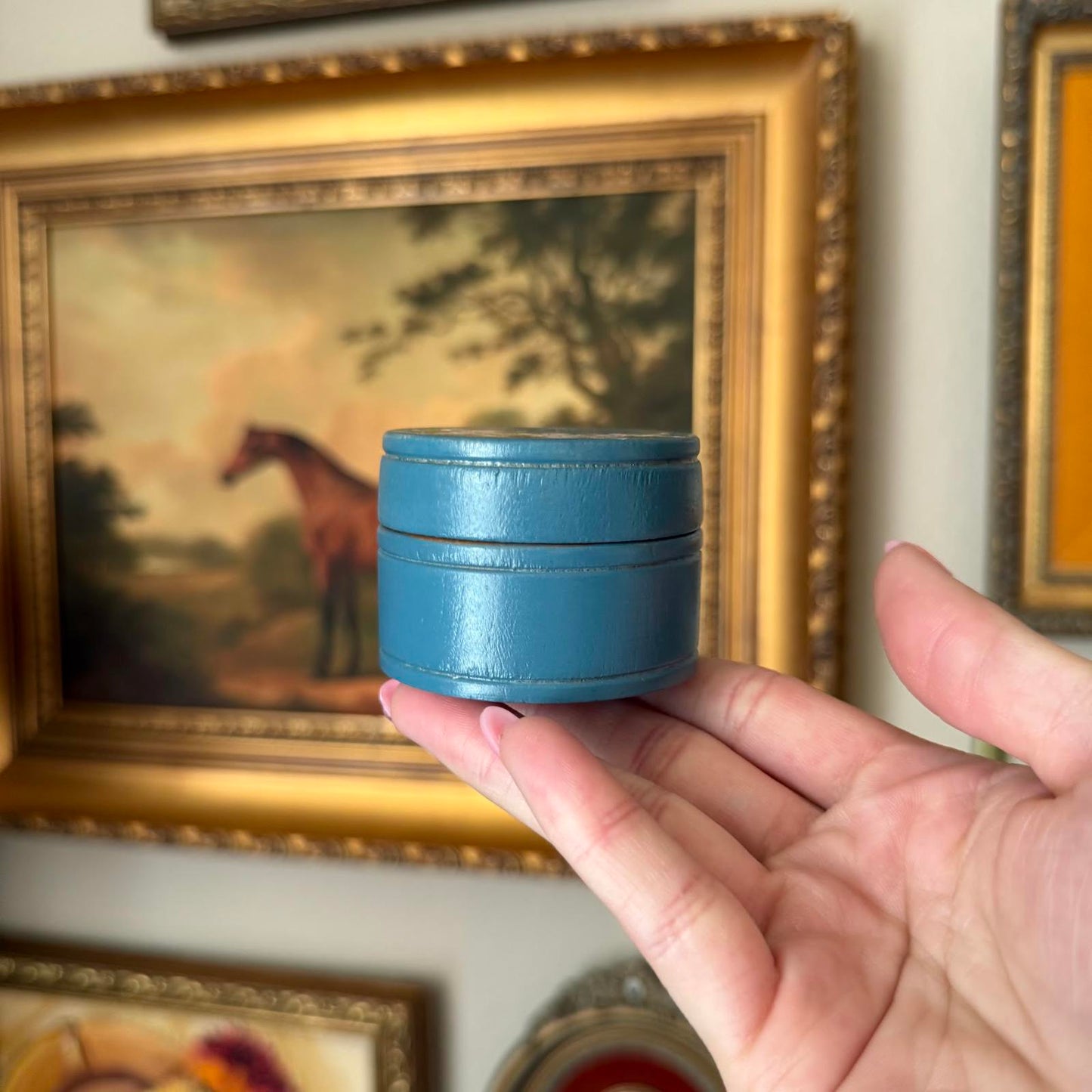 Vintage Hand-Painted Floral Trinket Box with Lid