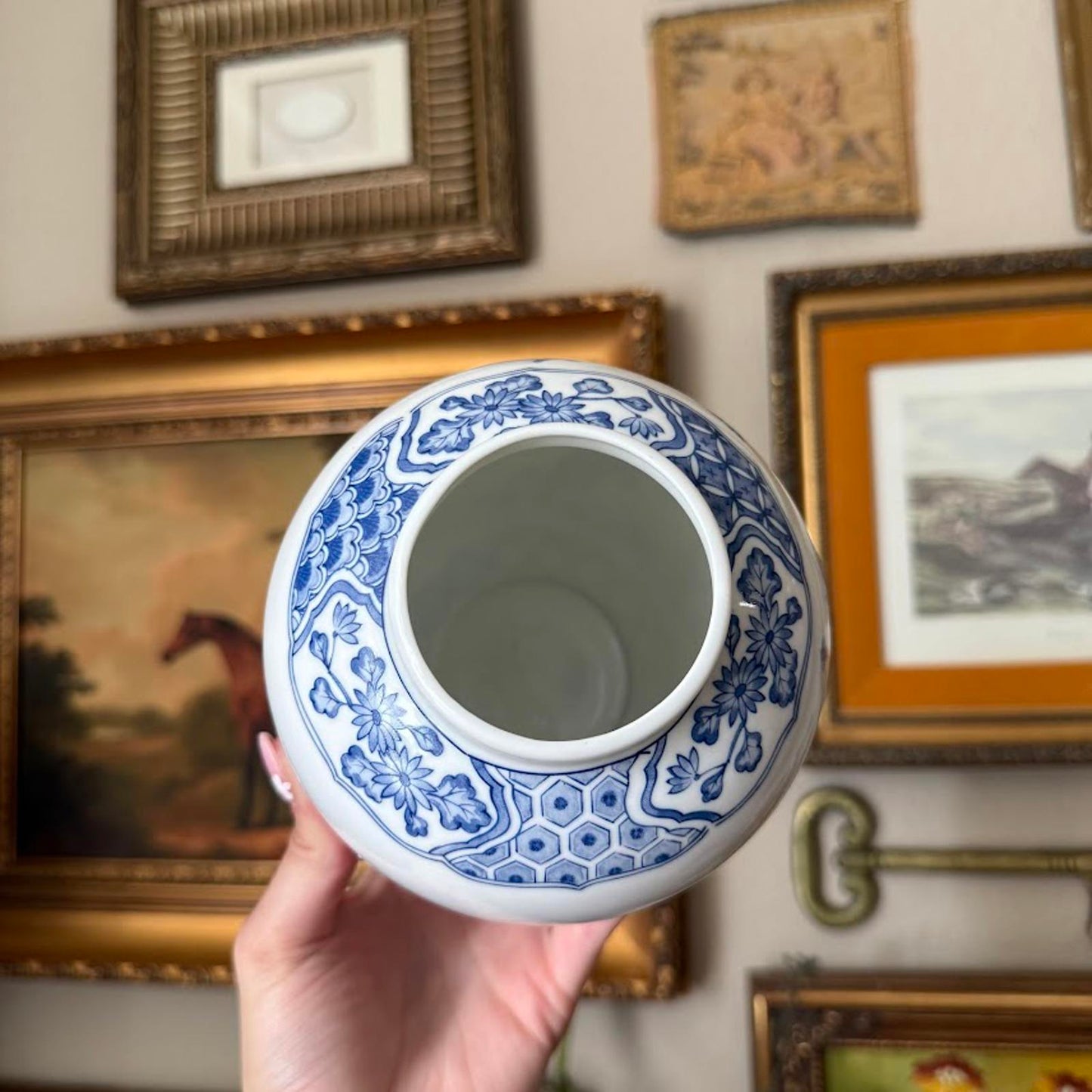 Blue and White Peacock Design Ginger Jar