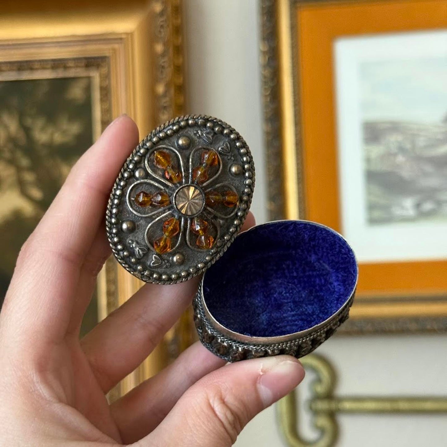 Vintage Mini Metal Trinket Box