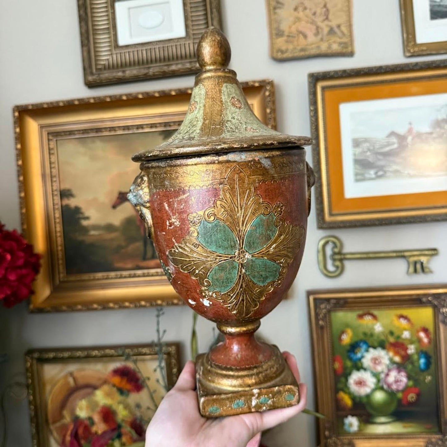 Vintage Florentine Italian Lidded Pot