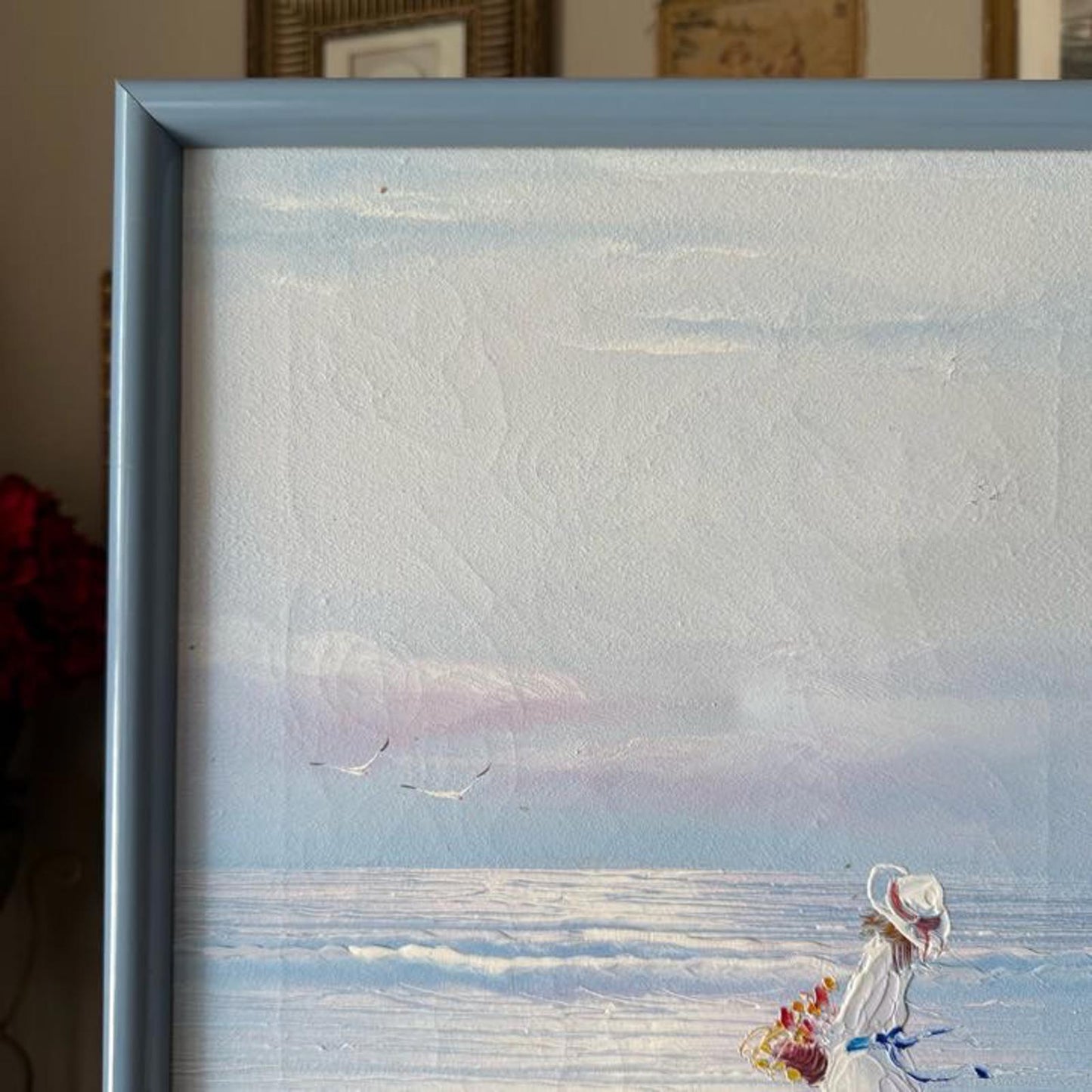 Girl at the Beach Vintage Painting