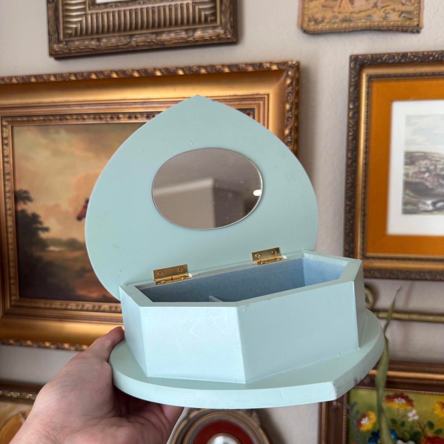 Vintage Wooden Heart Shaped Jewelry Box