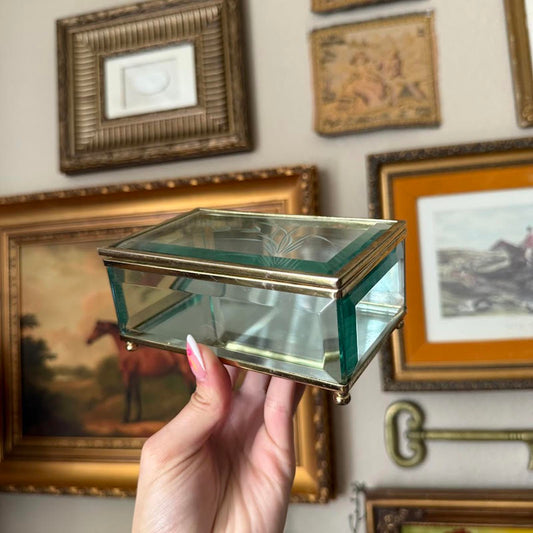 Vintage Glass and Mirrored Jewelry Box
