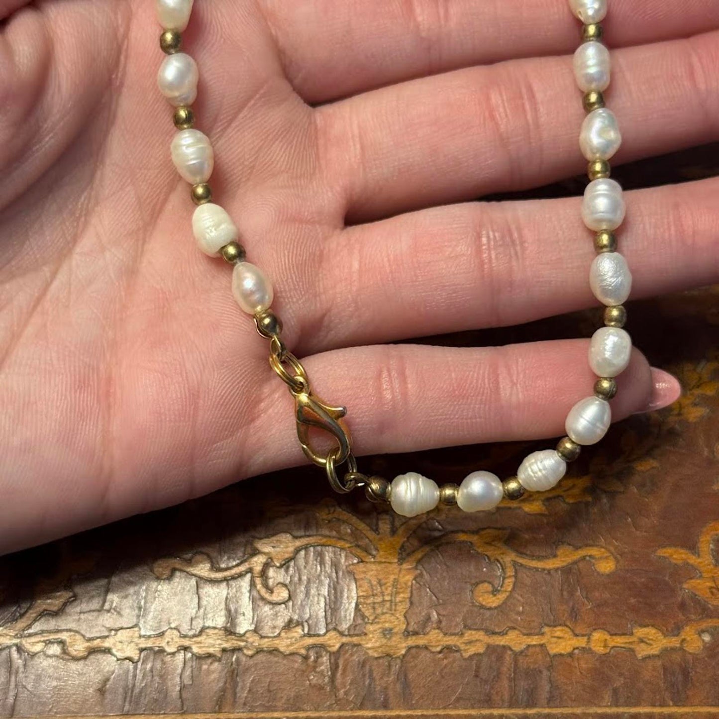 Vintage Culture Freshwater pearls with gold beads necklace