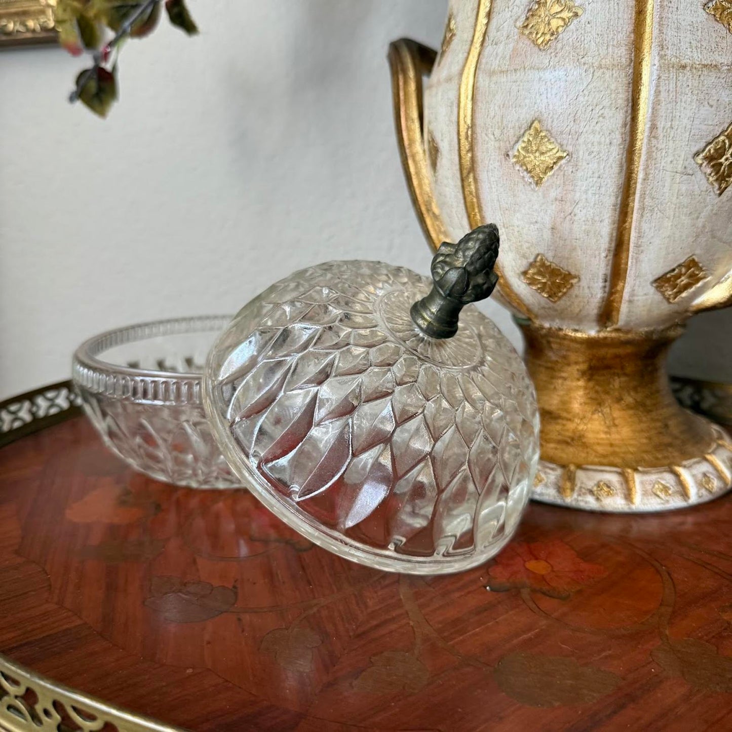 Vintage Two Piece Round Glass Candy Dish