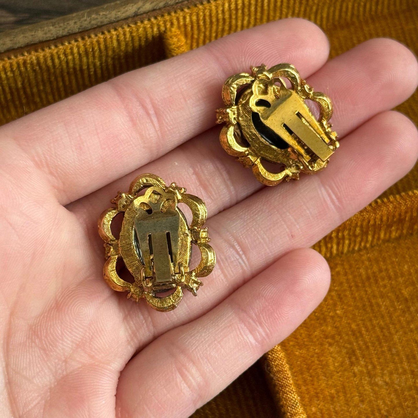 Vintage cameo-style clip-on earrings