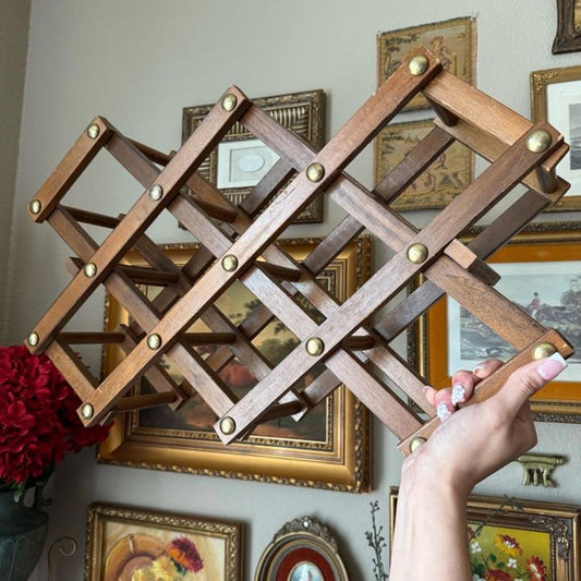 Vintage Wooden Accordion Wine Rack