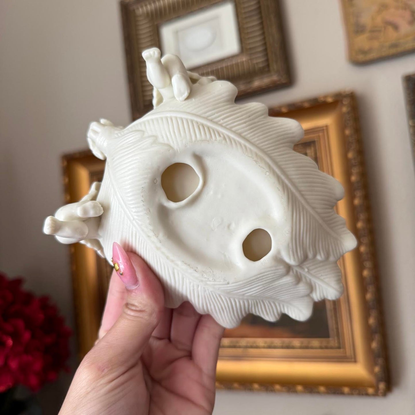 Vintage Cream Ceramic Cherub Soap Dish