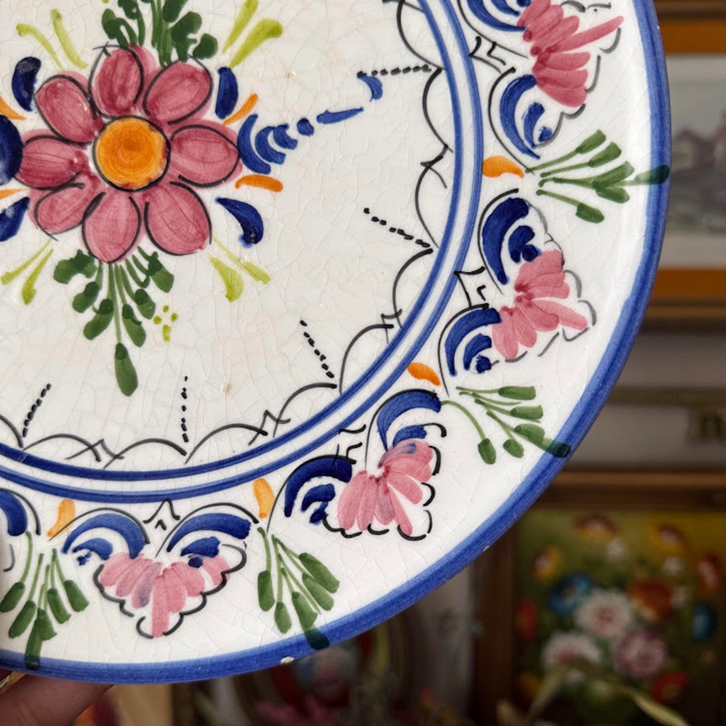 Vintage Blue and Floral Plate