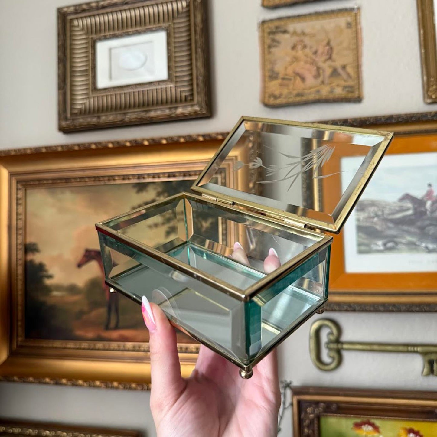 Vintage Glass and Mirrored Jewelry Box