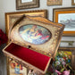 Vintage Gold Wooden Jewelry Box Romantic Couple