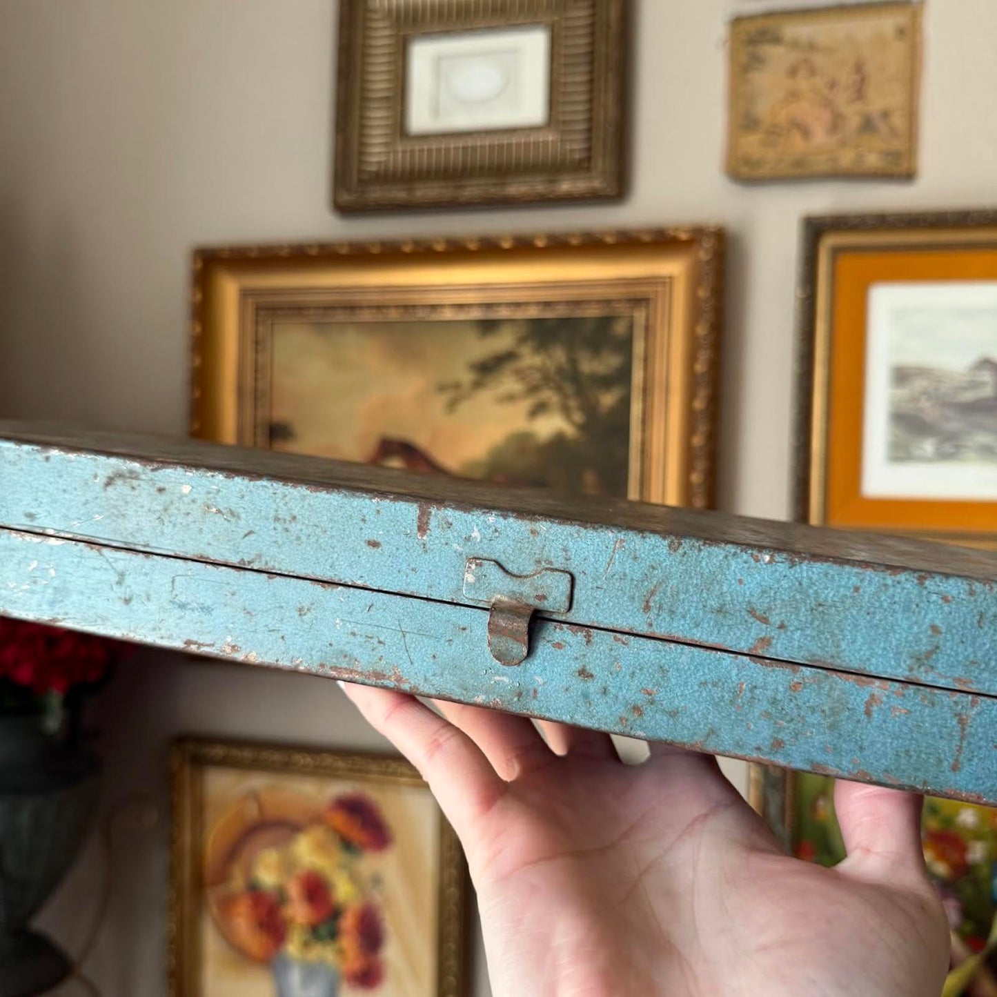 Vintage Rectangle Metal Tool Box