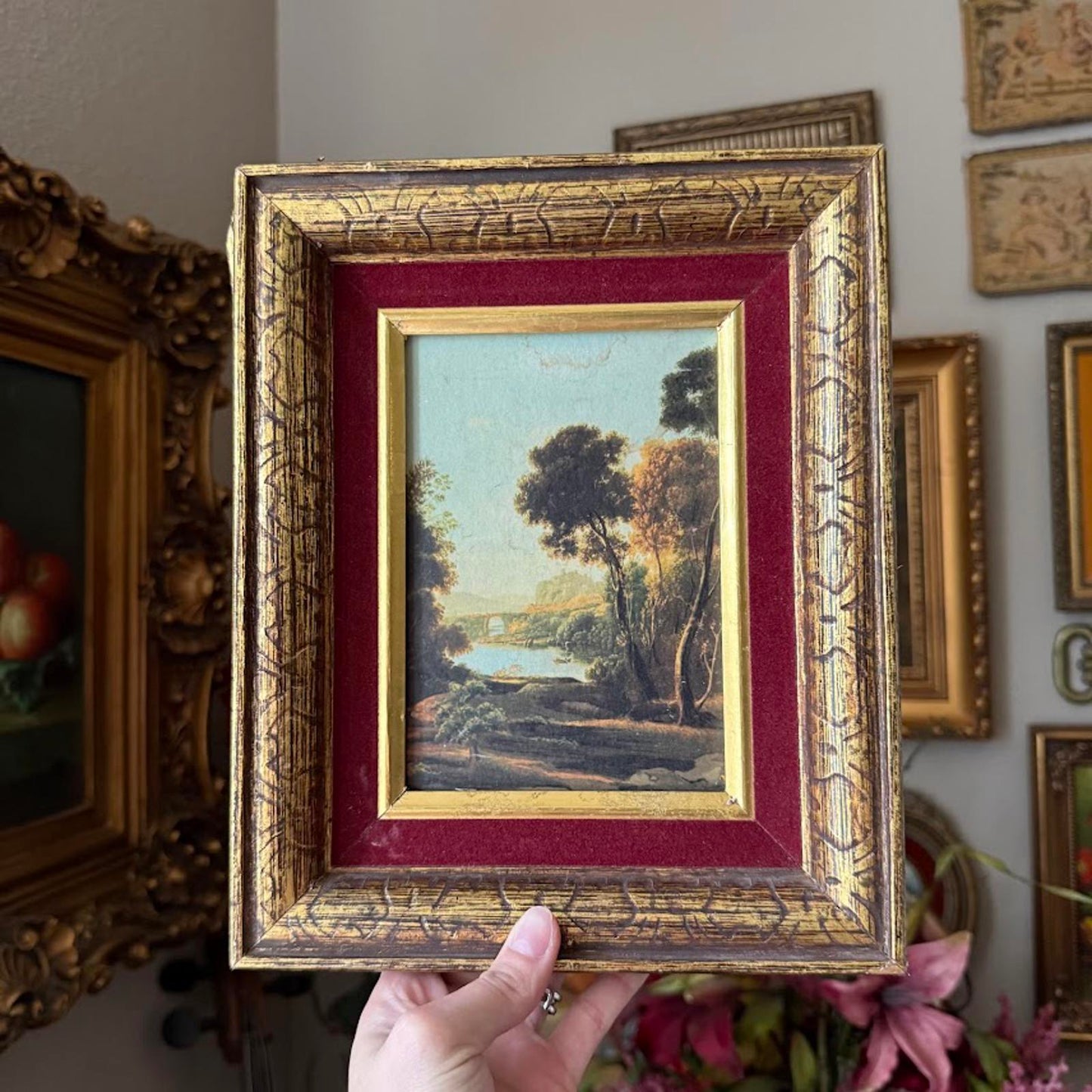 Vintage Print in Wooden Frame