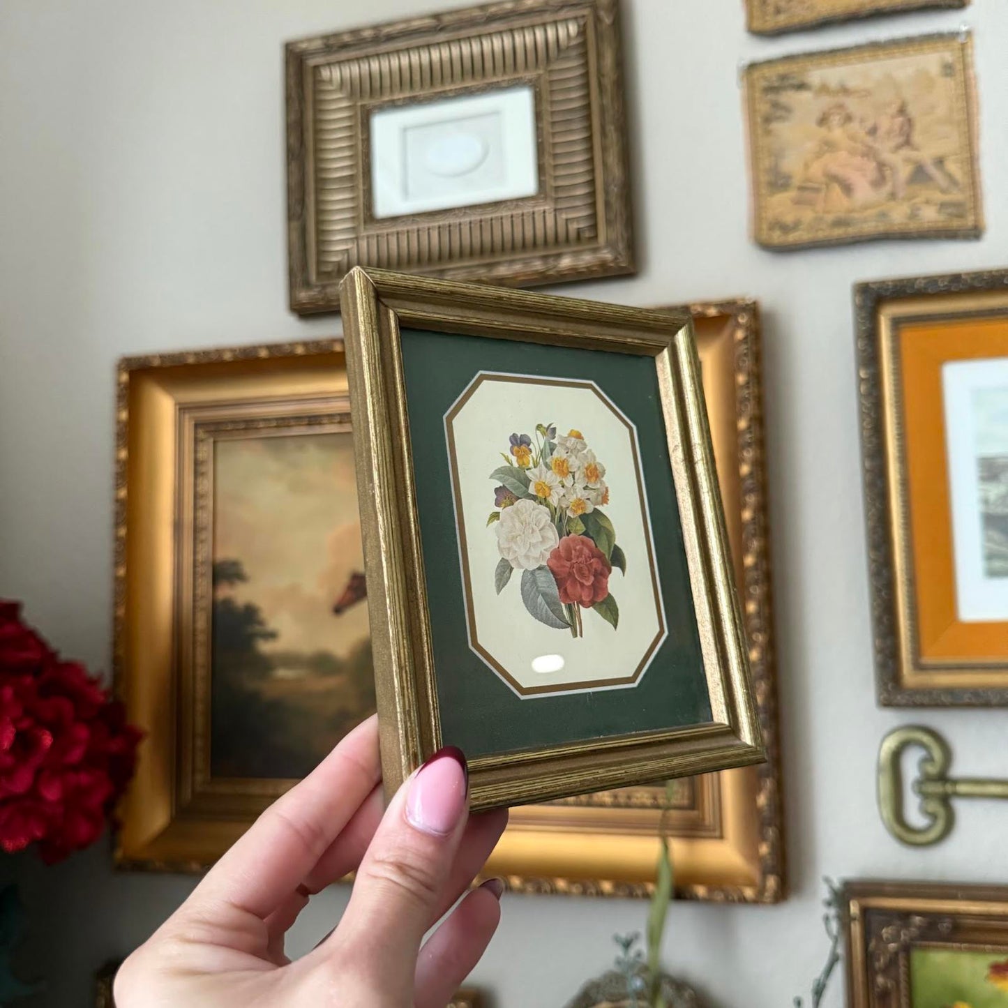 Vintage Mini Green Flower Art Print
