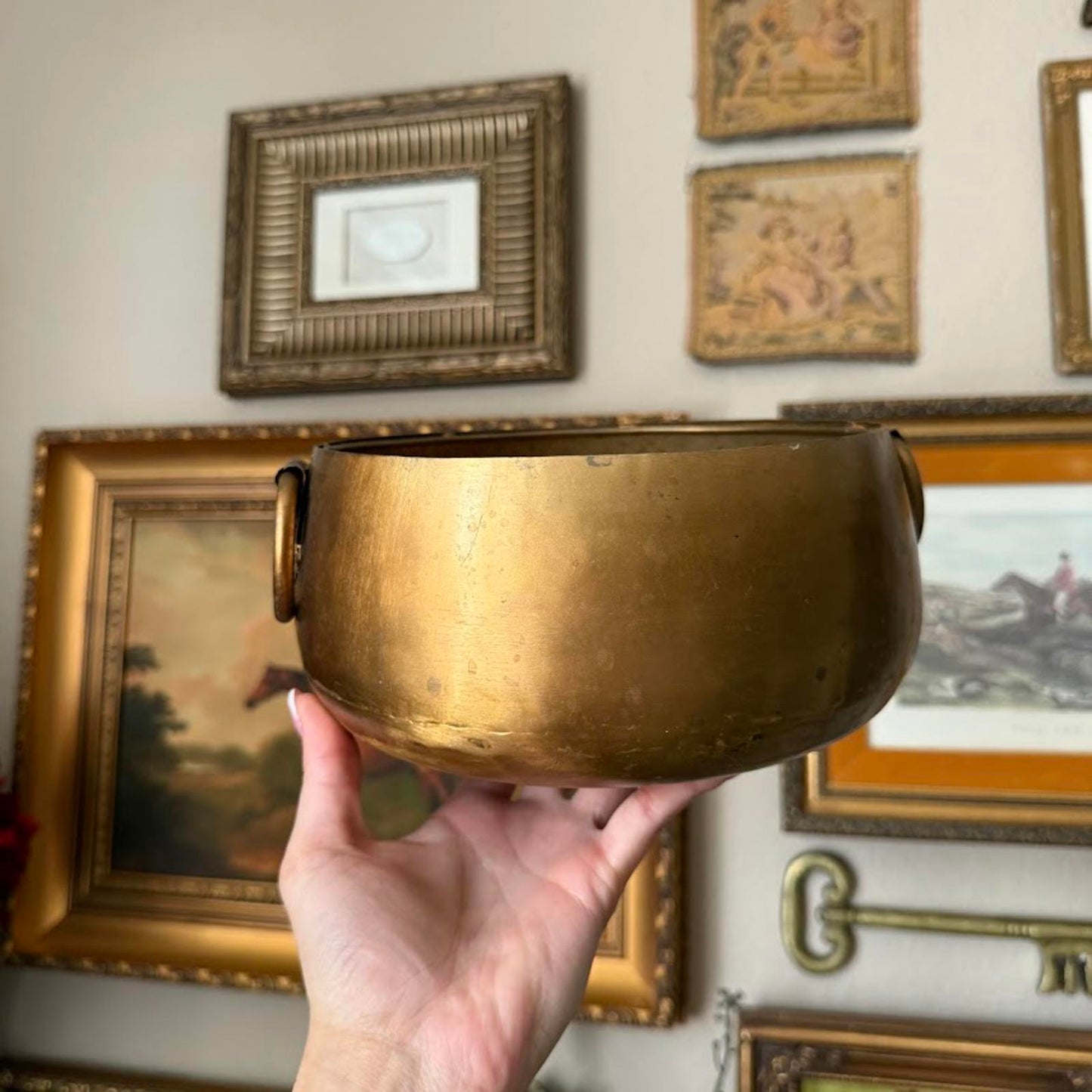 Vintage Copper Bowl with Handles