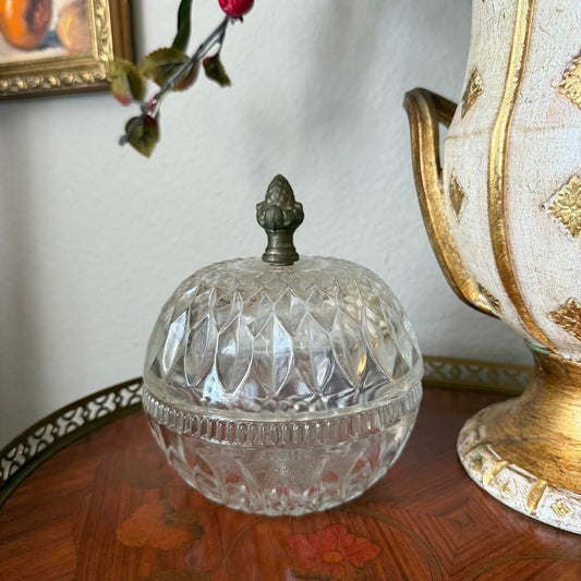 Vintage Two Piece Round Glass Candy Dish