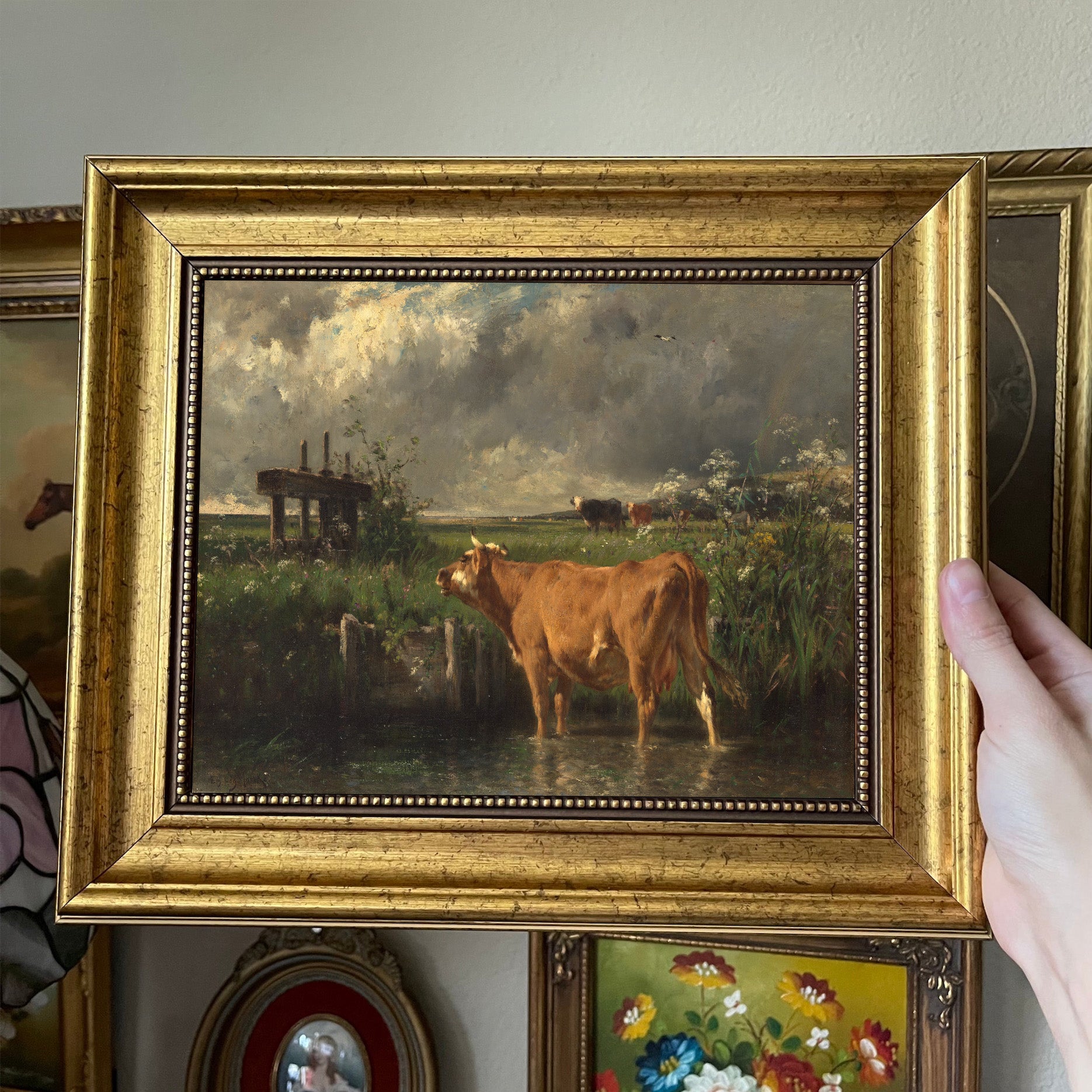 Vintage Inspired Cow scenery landscape art Print frame Gallery Wall ...