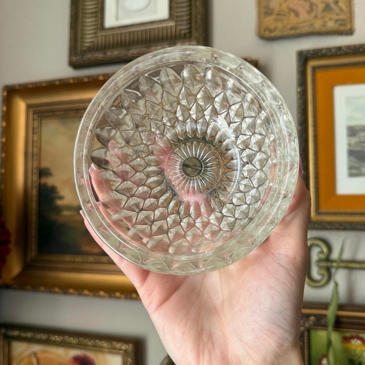 Vintage Two Piece Round Glass Candy Dish