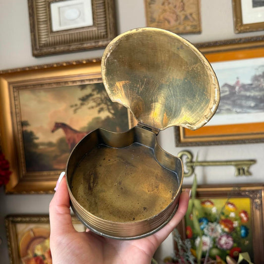 Vintage Brass Shell Trinket Box