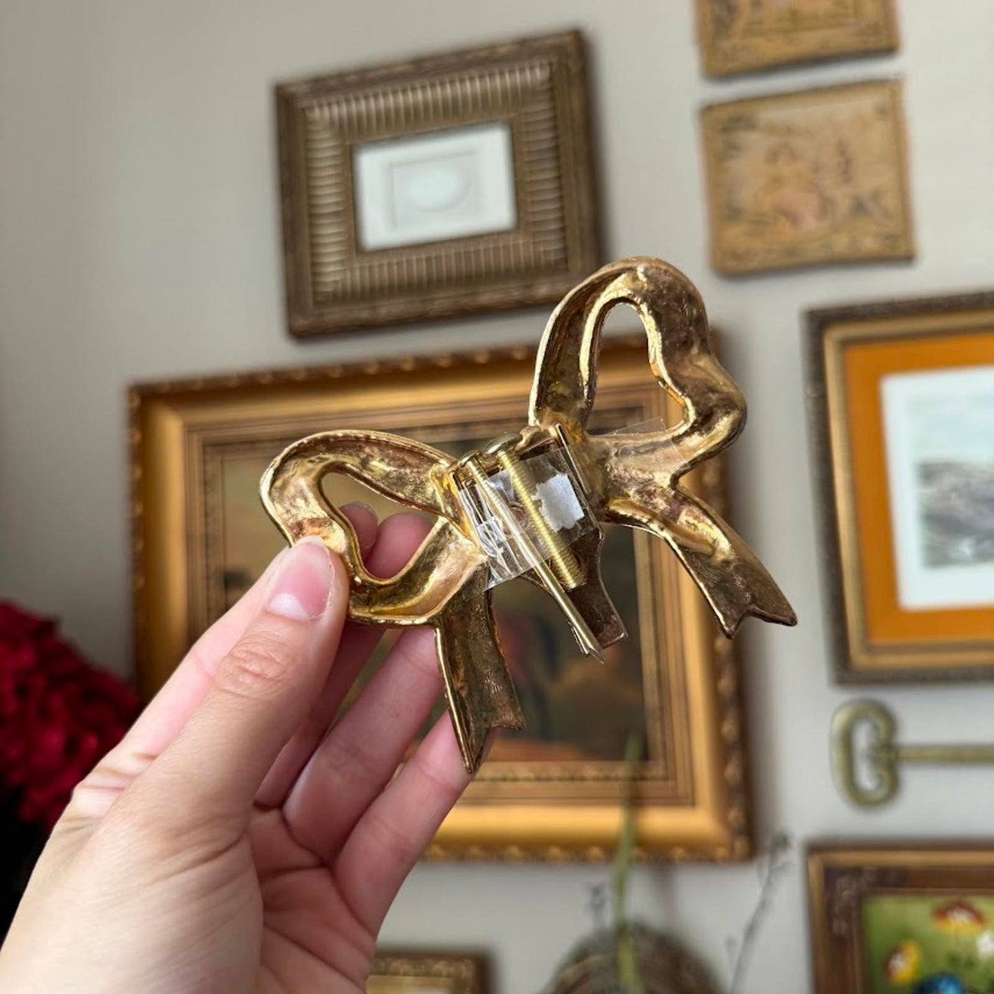 Vintage Brass Metal Bow Wall Hook