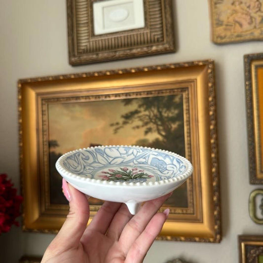 Vintage Floral and Blue Trinket Dish