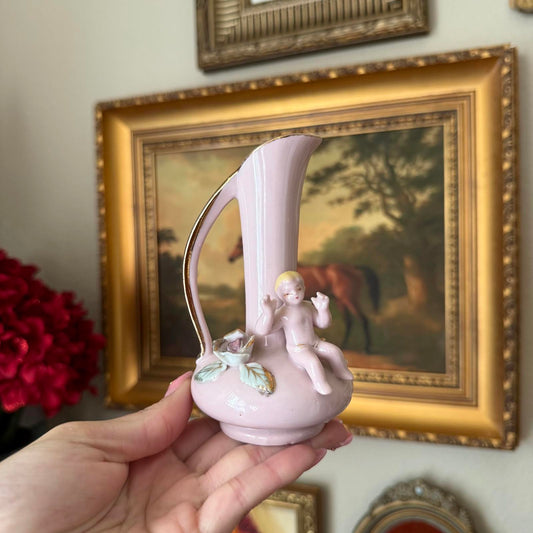 Vintage Purple Cherub Vase