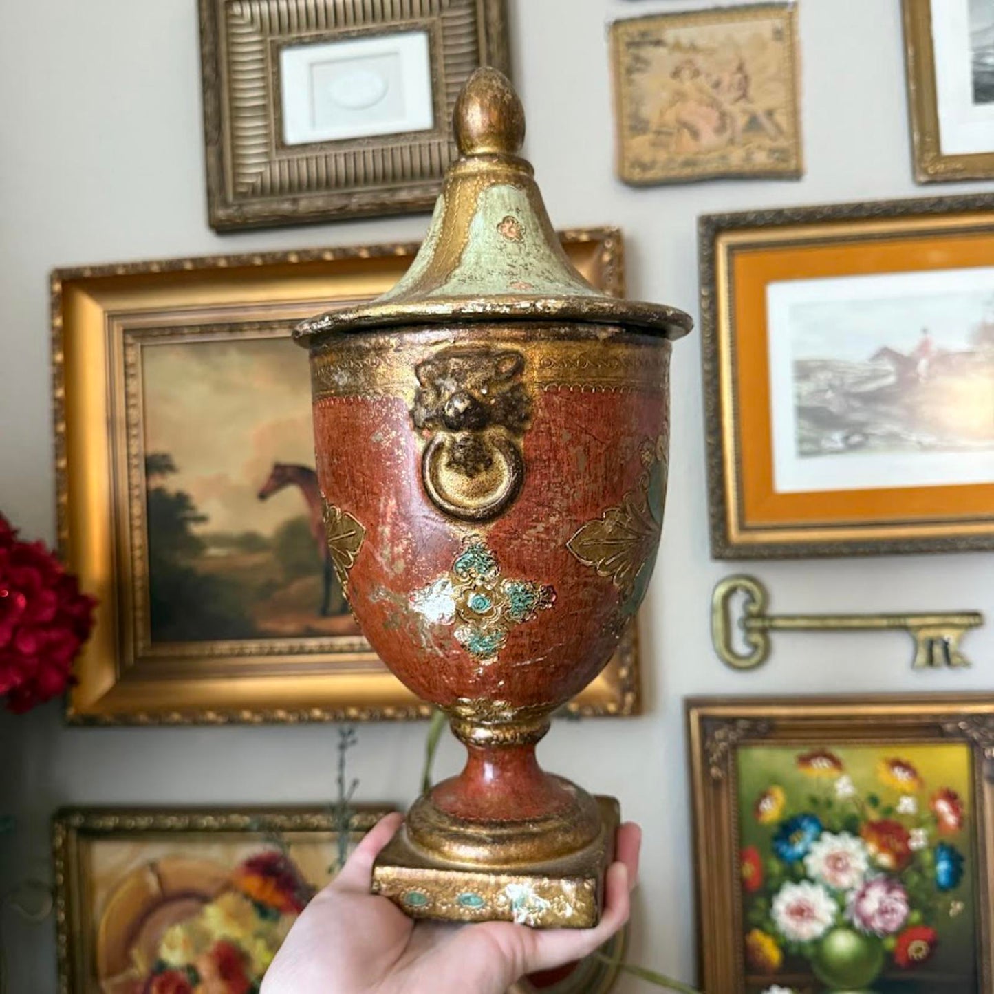 Vintage Florentine Italian Lidded Pot