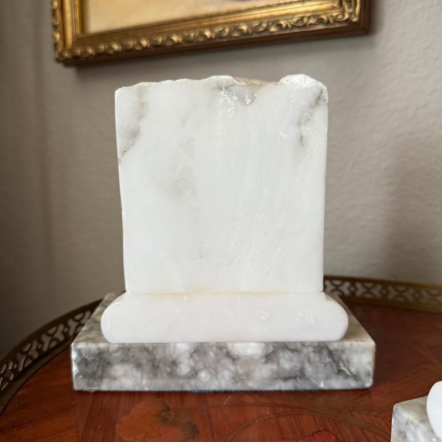 Vintage Carved Alabaster Italian Column Bookends