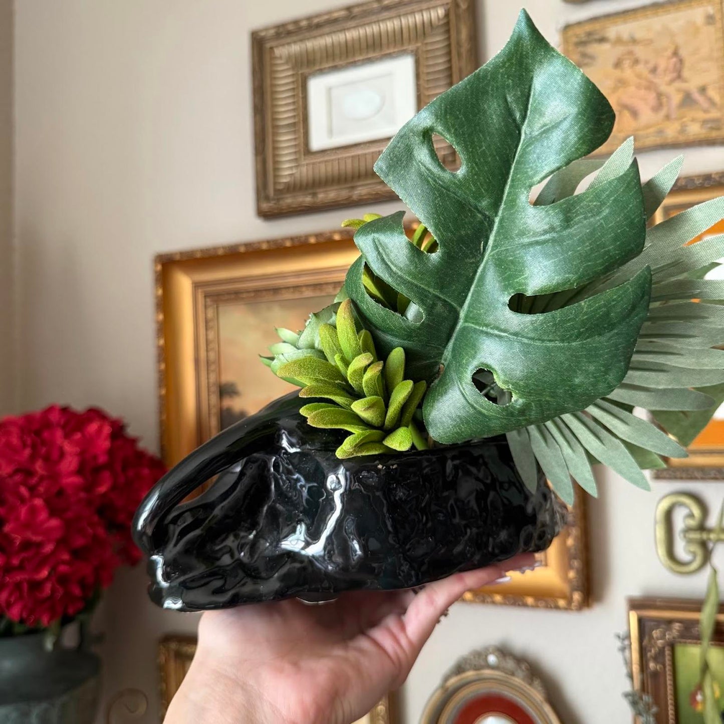 Vintage Black Panther Ceramic Planter