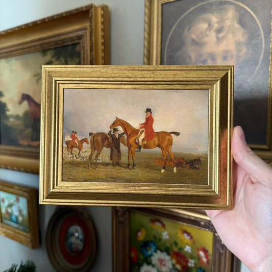 Vintage Inspired Man on a Horse fox hunting scene Art Print gallery wall