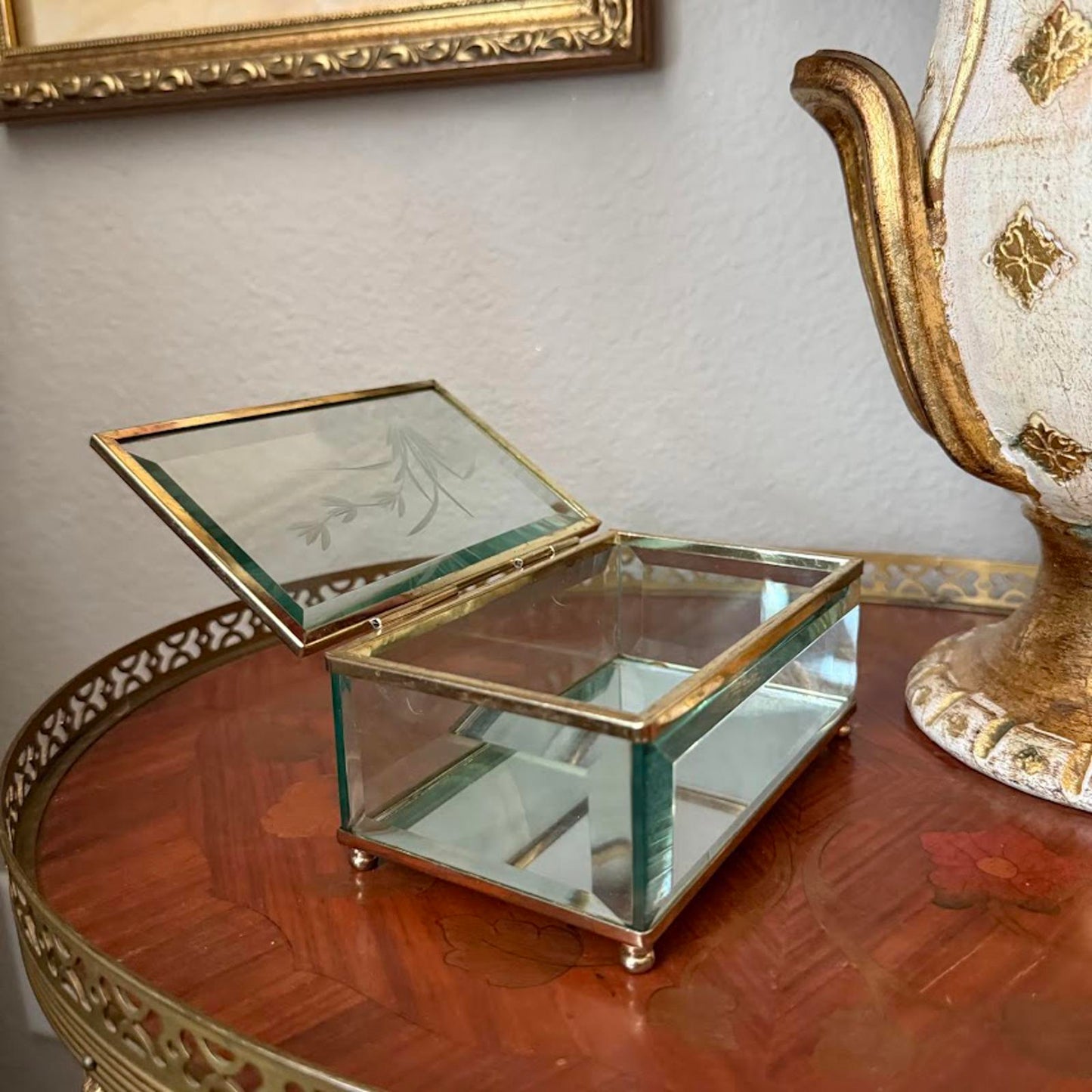Vintage Glass and Mirrored Jewelry Box
