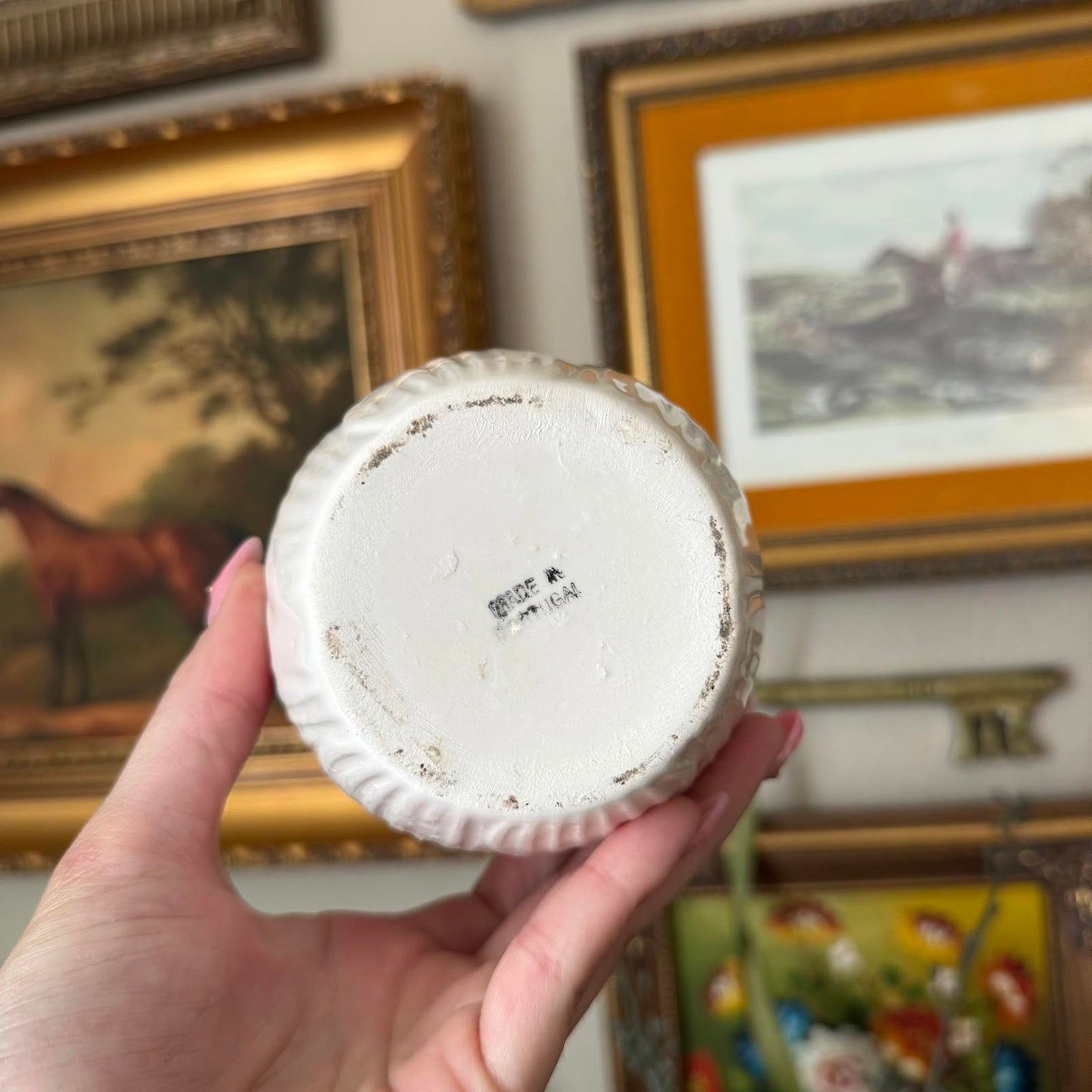Vintage Cream Ceramic Jar with Lid