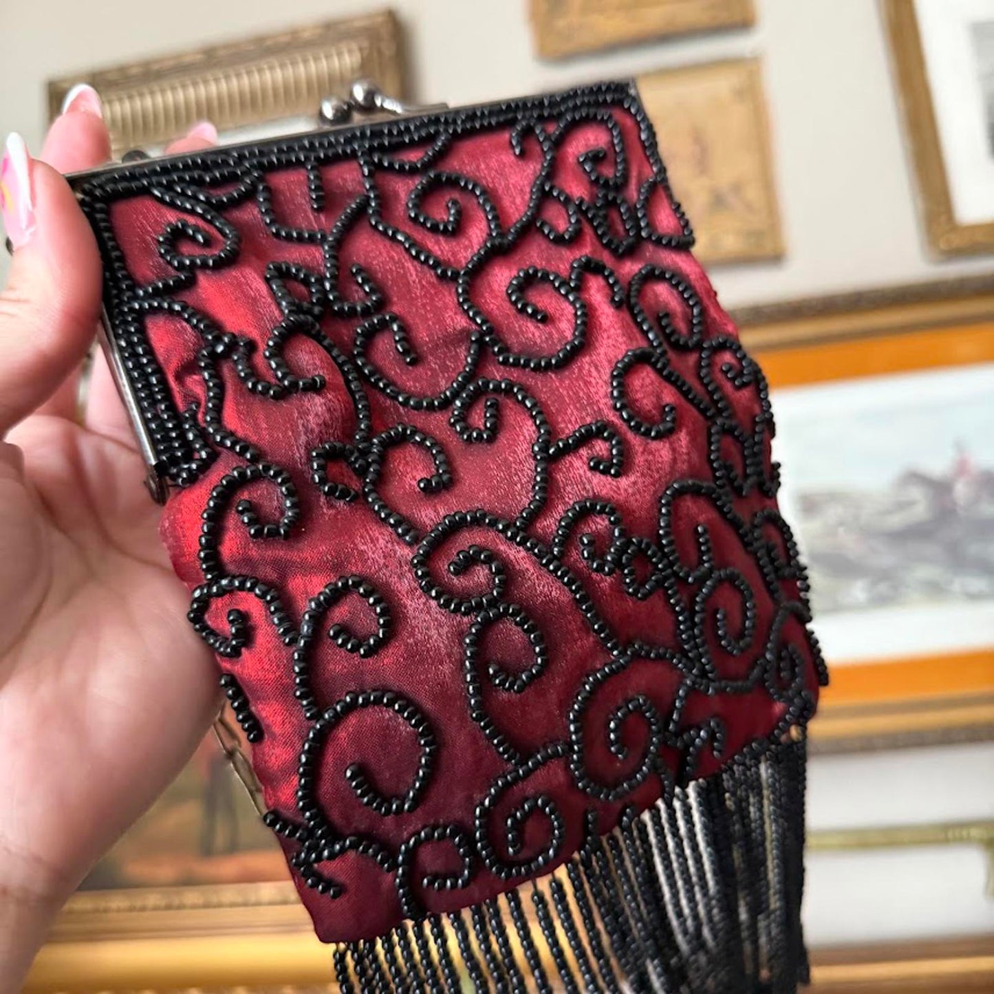 Vintage Y2K Lancome Beaded Crossbody Bag