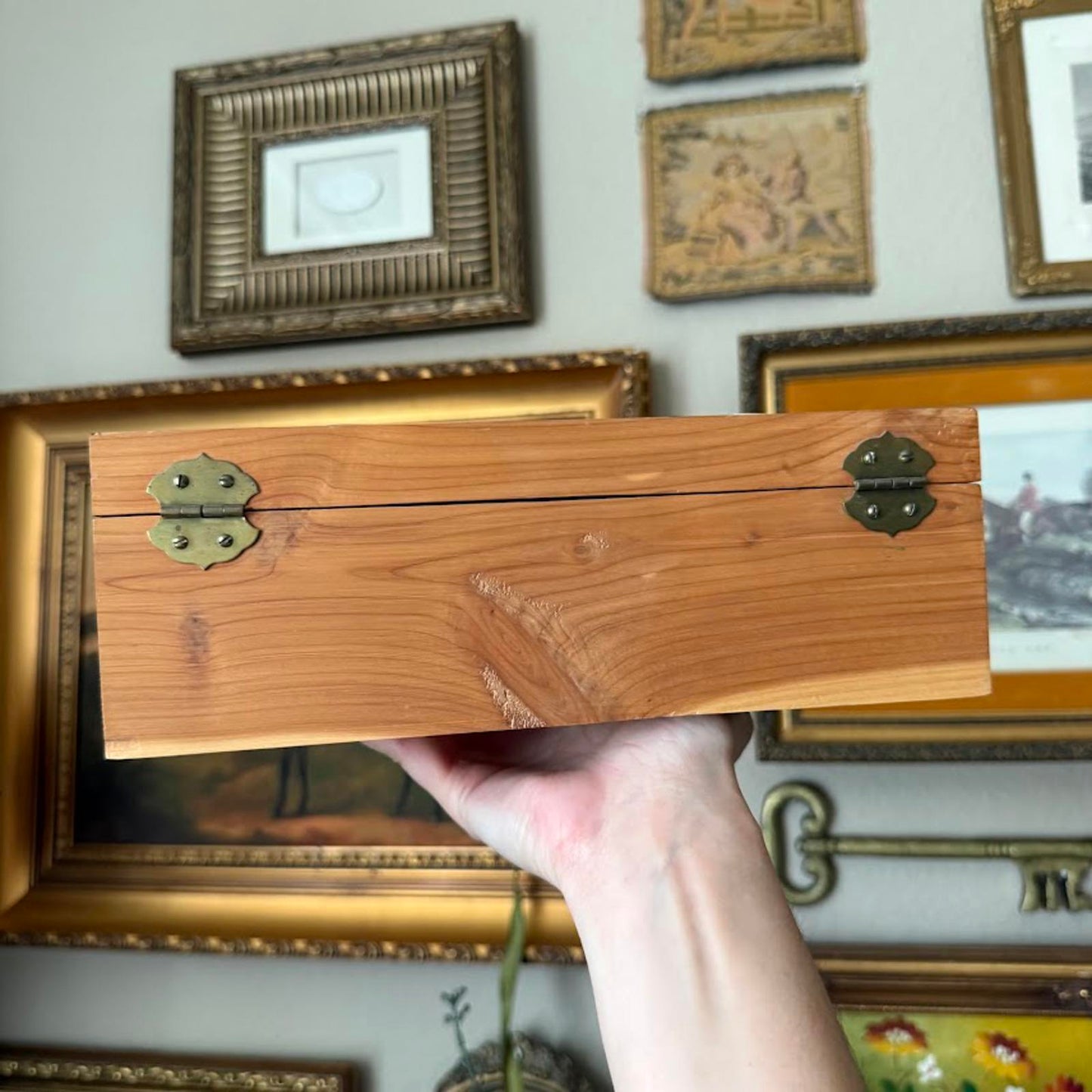Vintage Handmade Wooden Tile Box