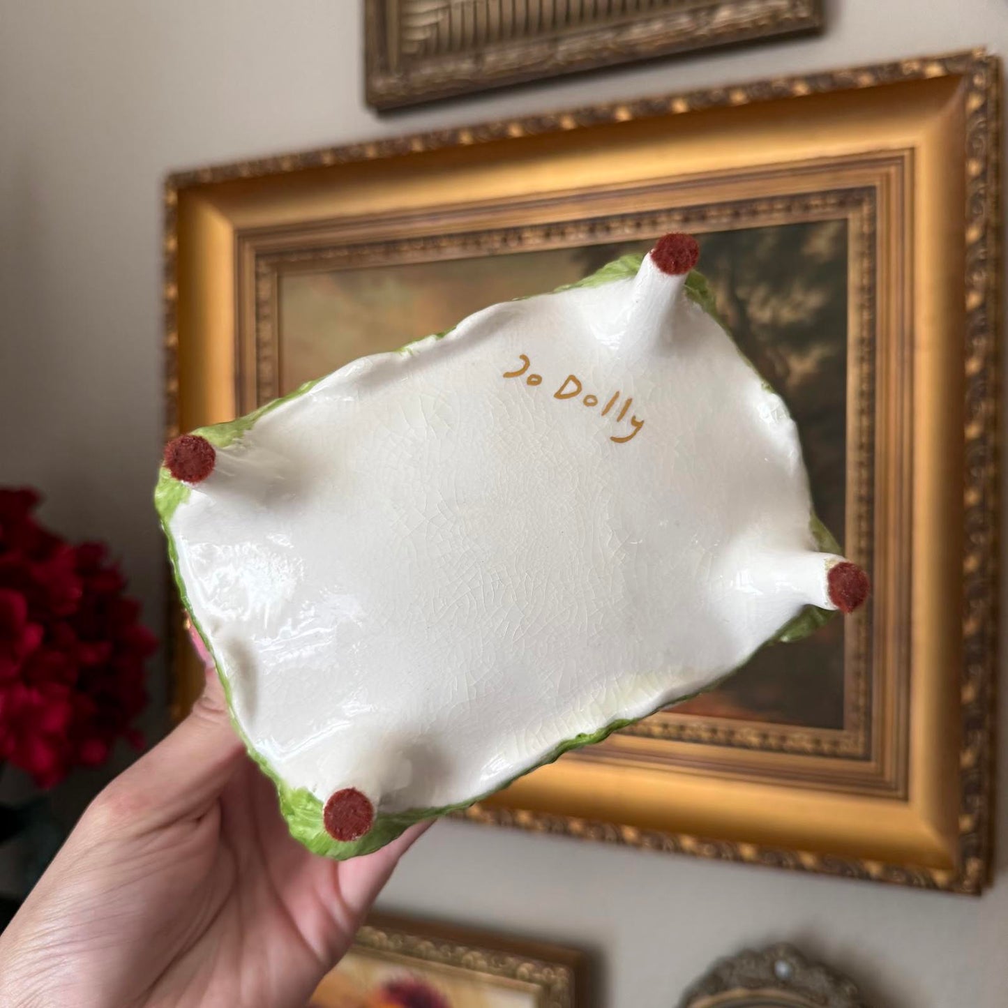 Vintage Floral Ceramic Footed Trinket Dish