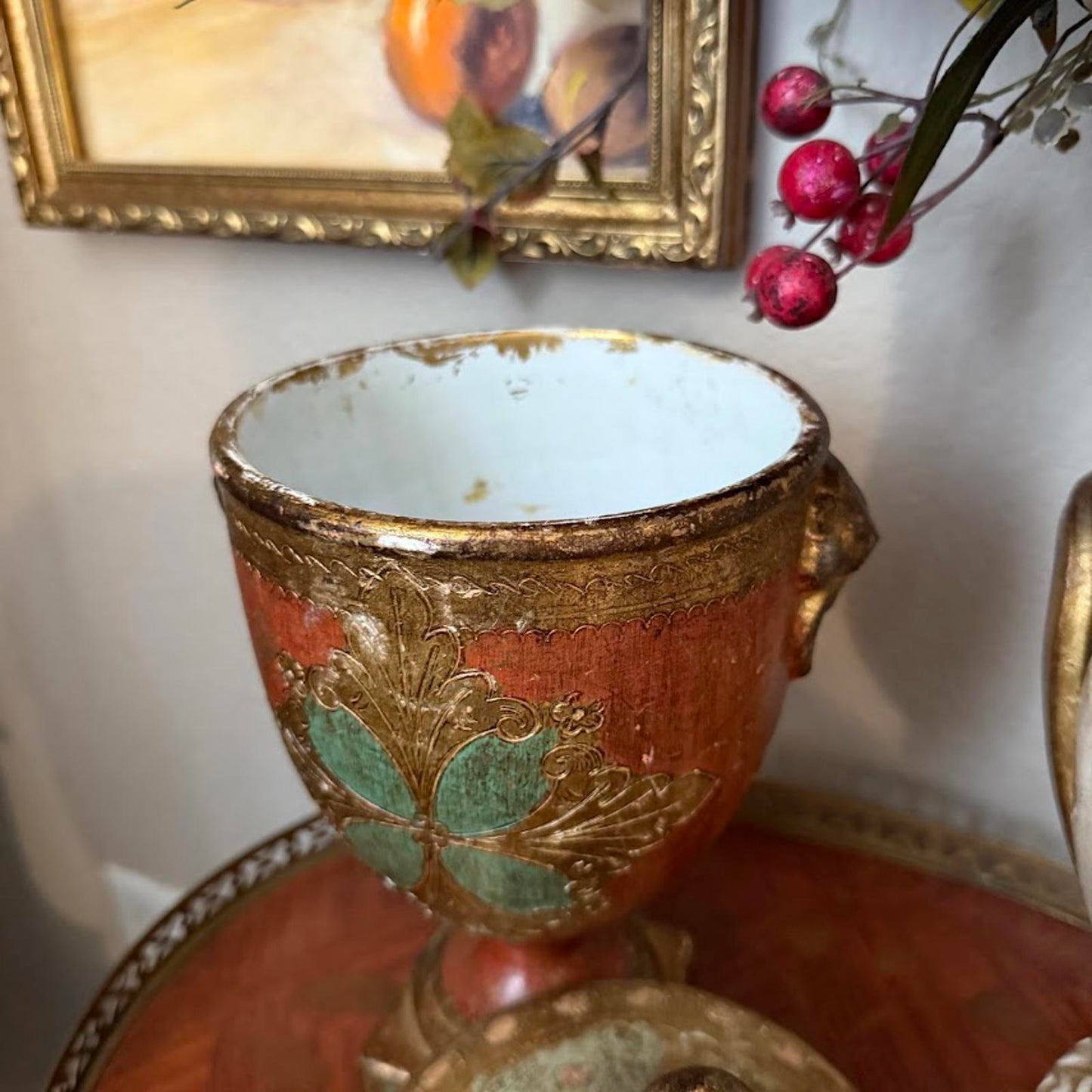 Vintage Florentine Italian Lidded Pot