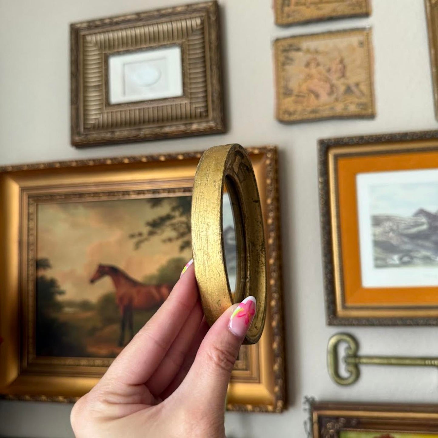 Vintage Gold Oval Mirror