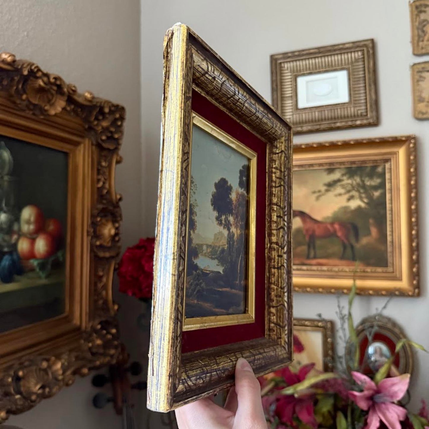 Vintage Print in Wooden Frame