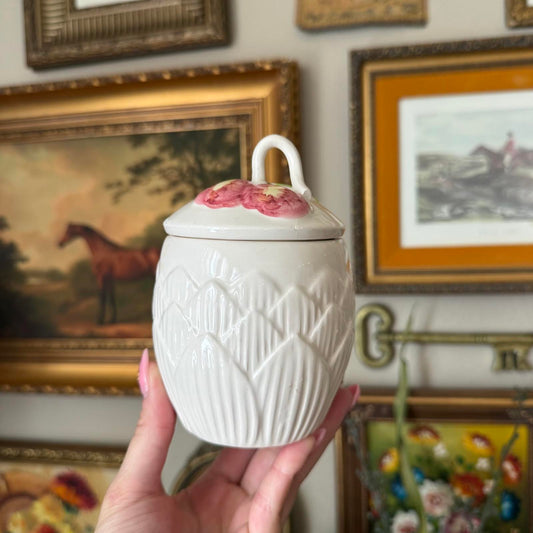 Vintage Cream Ceramic Jar with Lid
