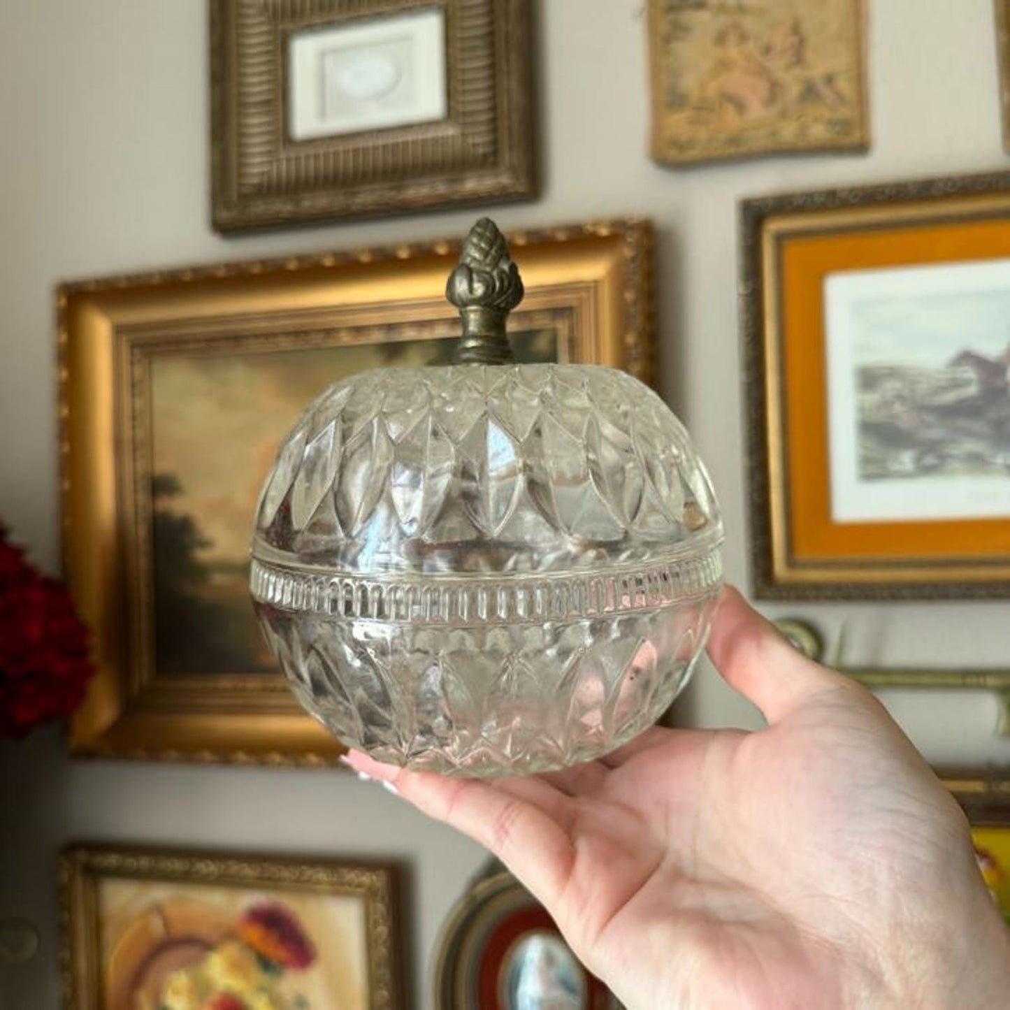 Vintage Two Piece Round Glass Candy Dish