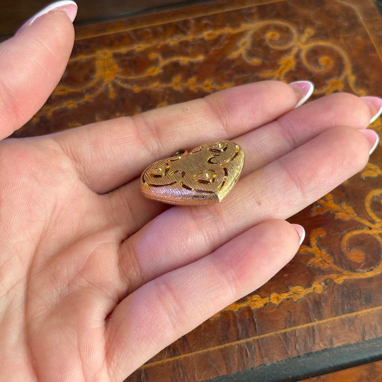 Vintage Gold Tone Heart Shaped Pendant
