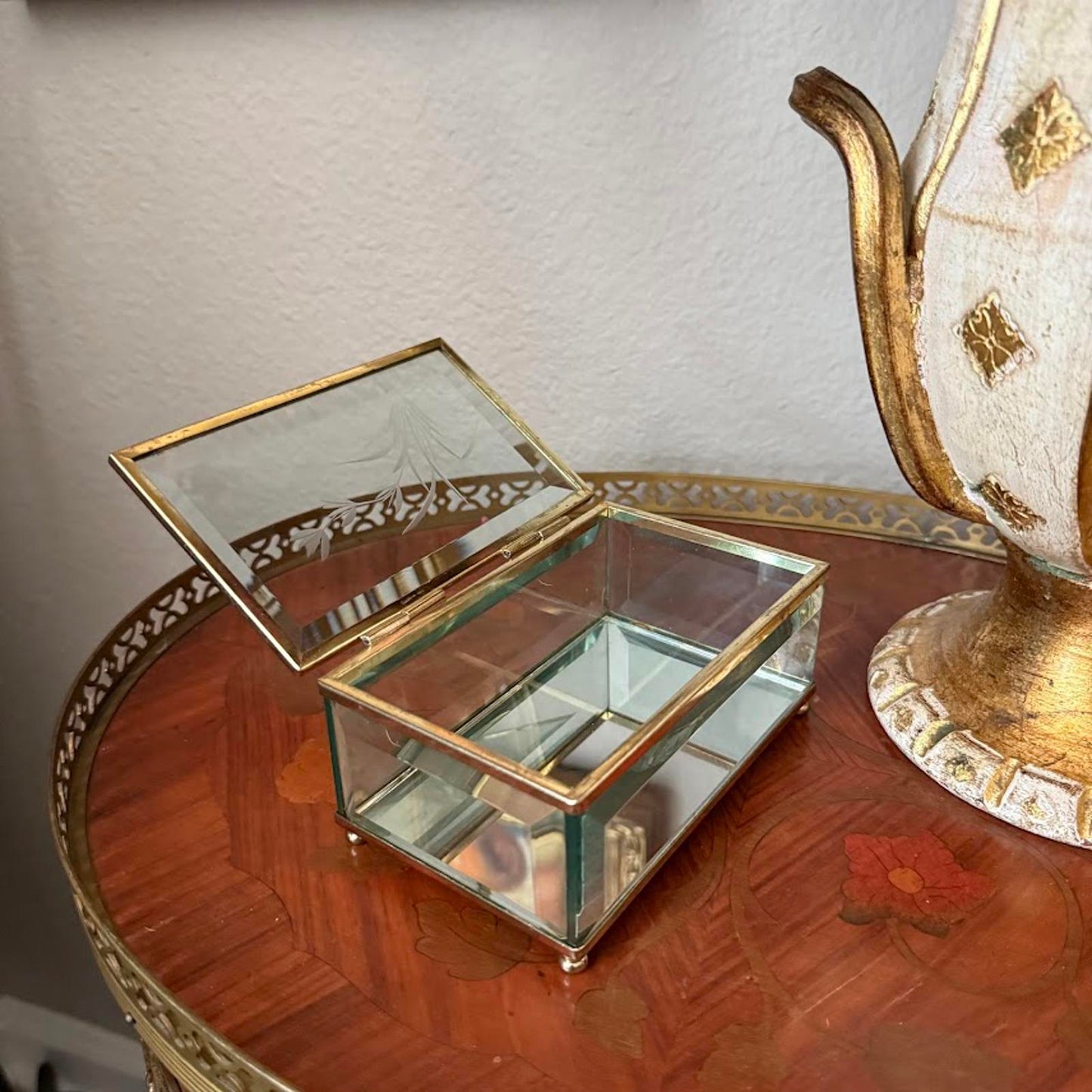 Vintage Glass and Mirrored Jewelry Box